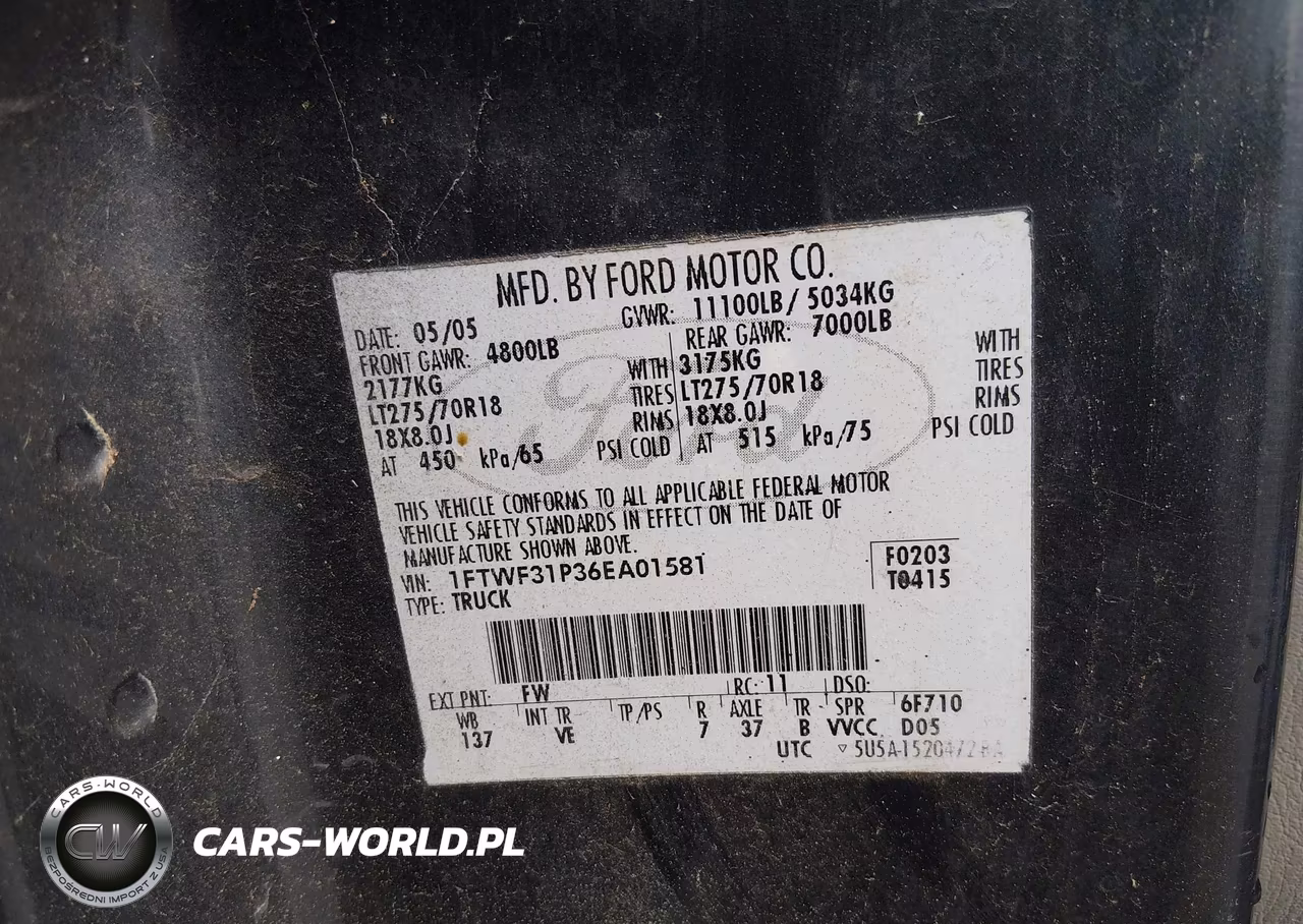 2006 Ford F-350 Xl-Xlt VIN:1FTWF31P36EA01581 - 8