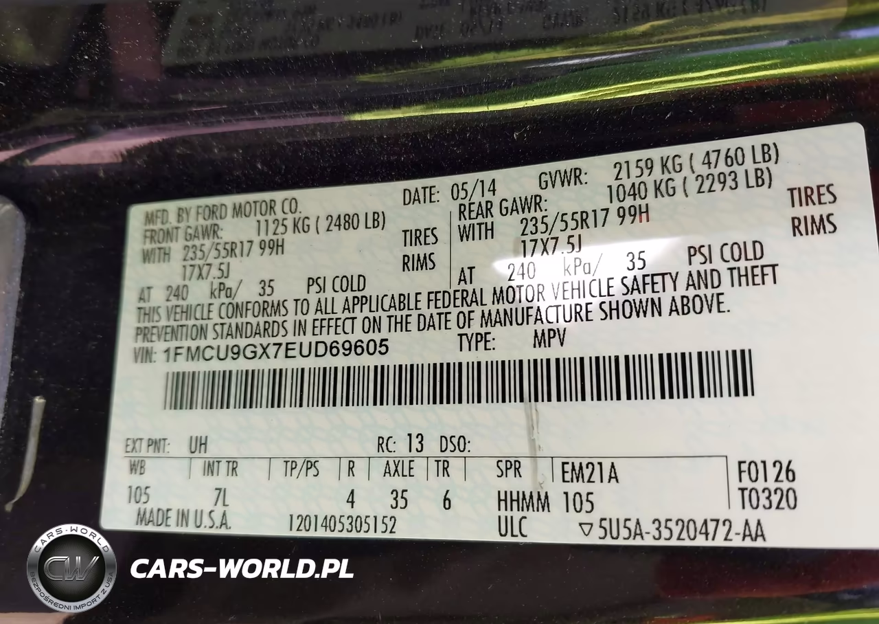 2014 Ford Escape Se VIN:1FMCU9GX7EUD69605 - 9