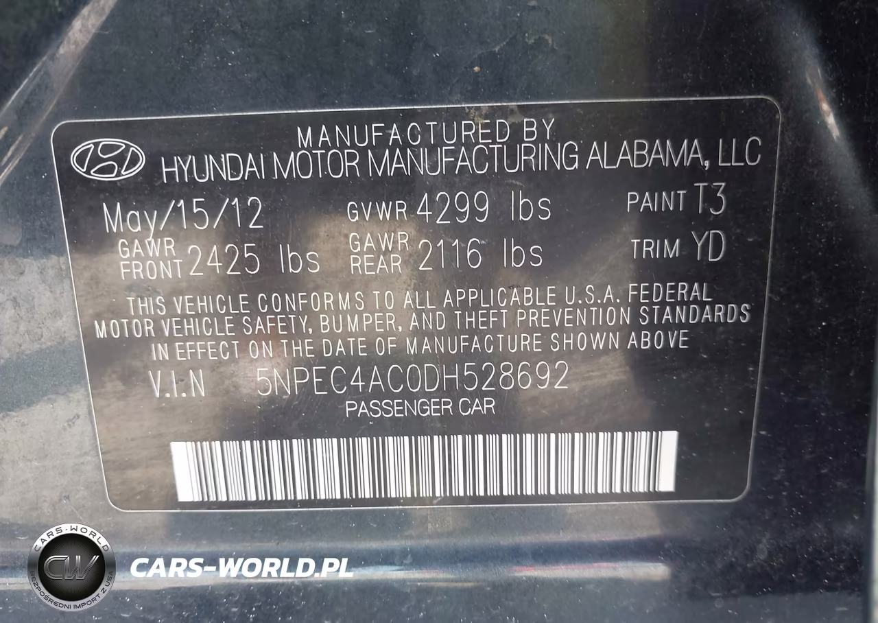 2013 Hyundai Sonata Limited VIN:5NPEC4AC0DH528692 - 9