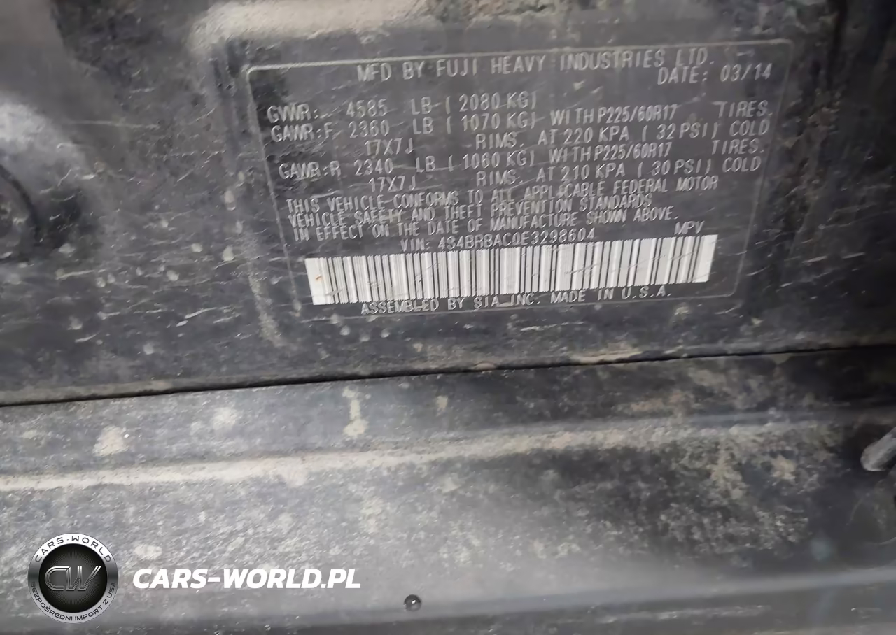 2014 Subaru Outback 2.5I VIN:4S4BRBAC0E3298604 - 9