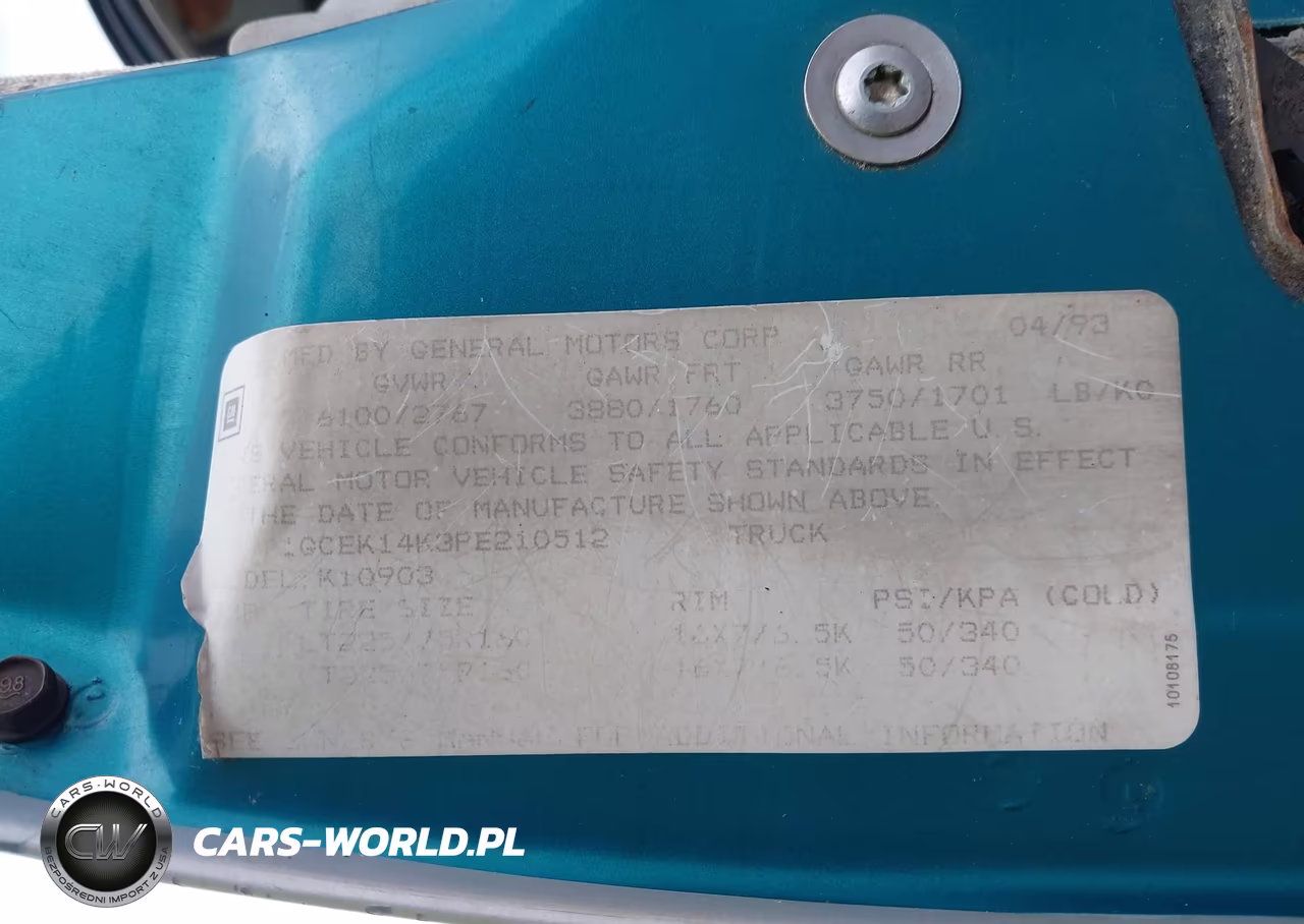 1993 Chevrolet Gmt-400 K1500 VIN:1GCEK14K3PE210512 - 9
