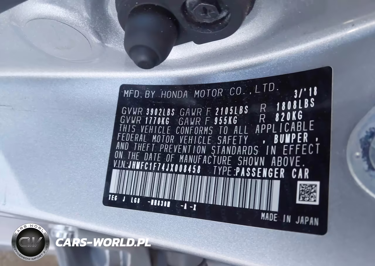 2018 Honda Civic Ex-L VIN:JHMFC1F74JX008458 - 9