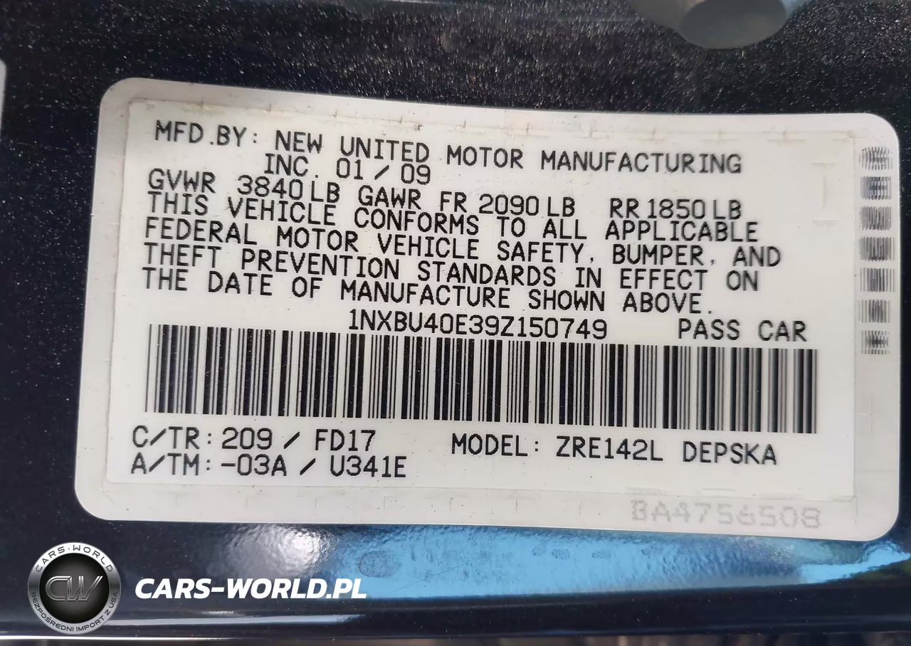 2009 Toyota Corolla S VIN:1NXBU40E39Z150749 - 9