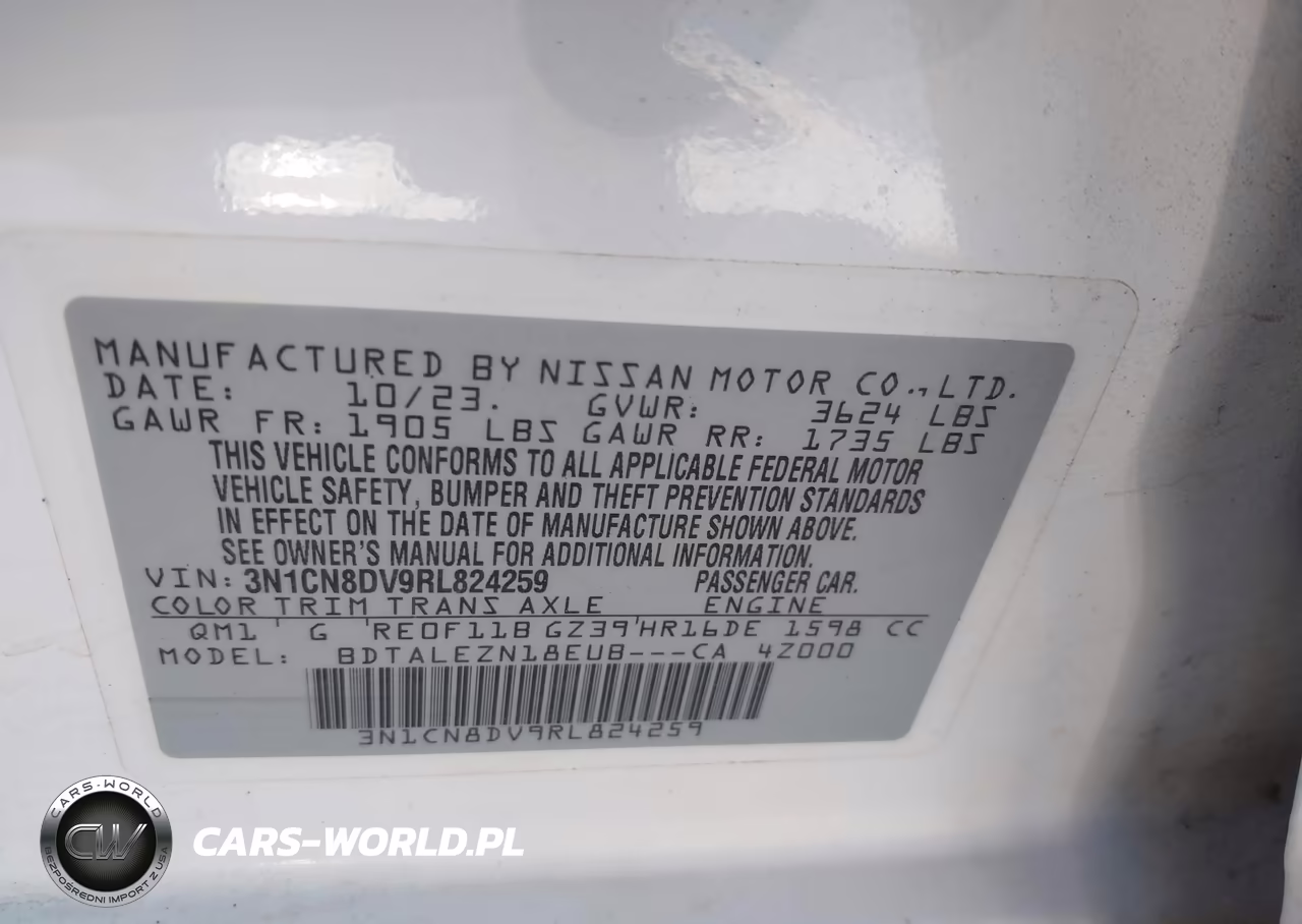 2024 Nissan Versa 1.6 S VIN:3N1CN8DV9RL824259 - 9