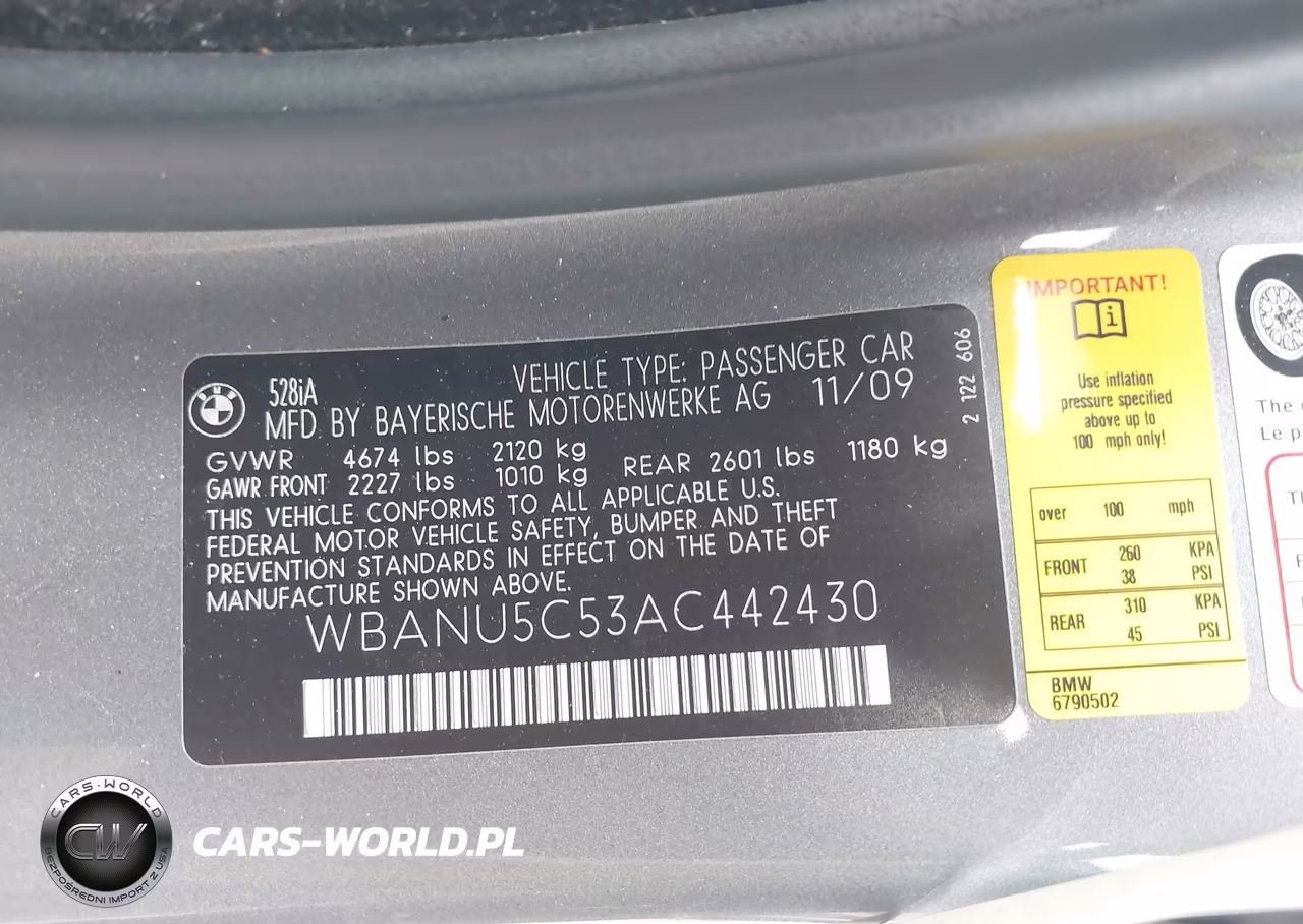 2010 BMW 528I VIN:WBANU5C53AC442430 - 9