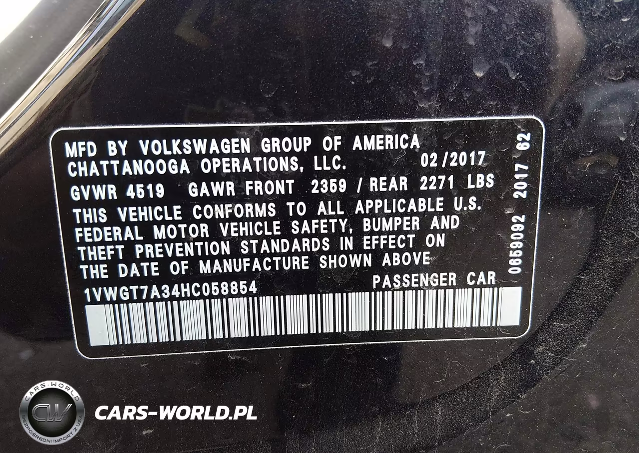 2017 Volkswagen Passat 1.8T Se VIN:1VWGT7A34HC058854 - 9