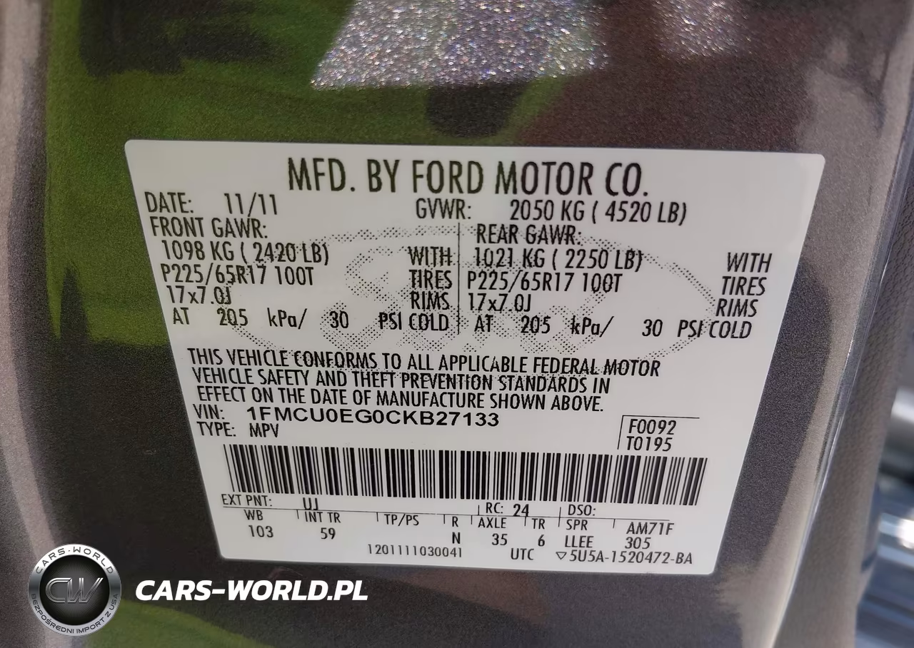 2012 Ford Escape Limited VIN:1FMCU0EG0CKB27133 - 9