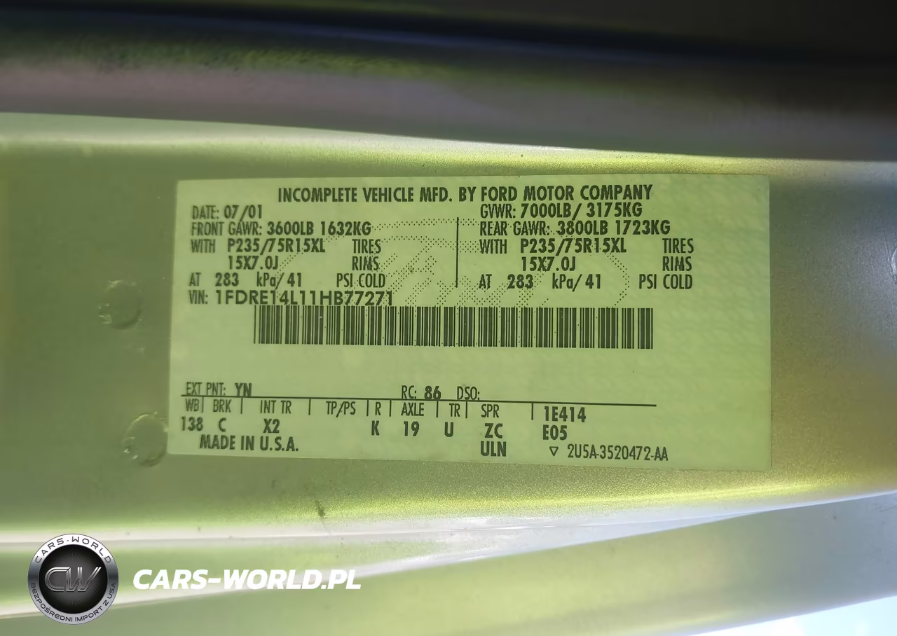 2001 Ford E-150 Recreational VIN:1FDRE14L11HB77271 - 9