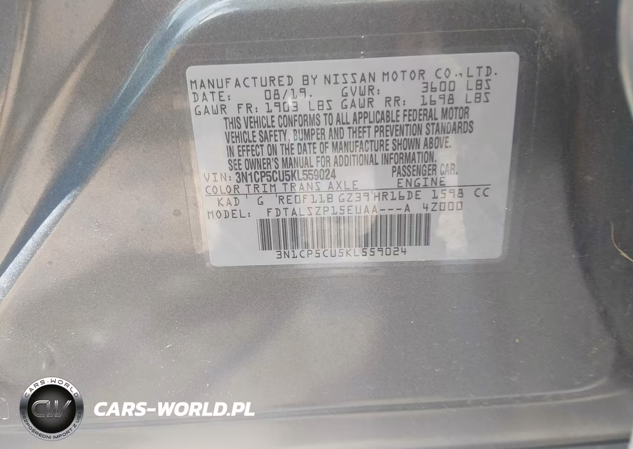 2019 Nissan Kicks Sv VIN:3N1CP5CU5KL559024 - 9