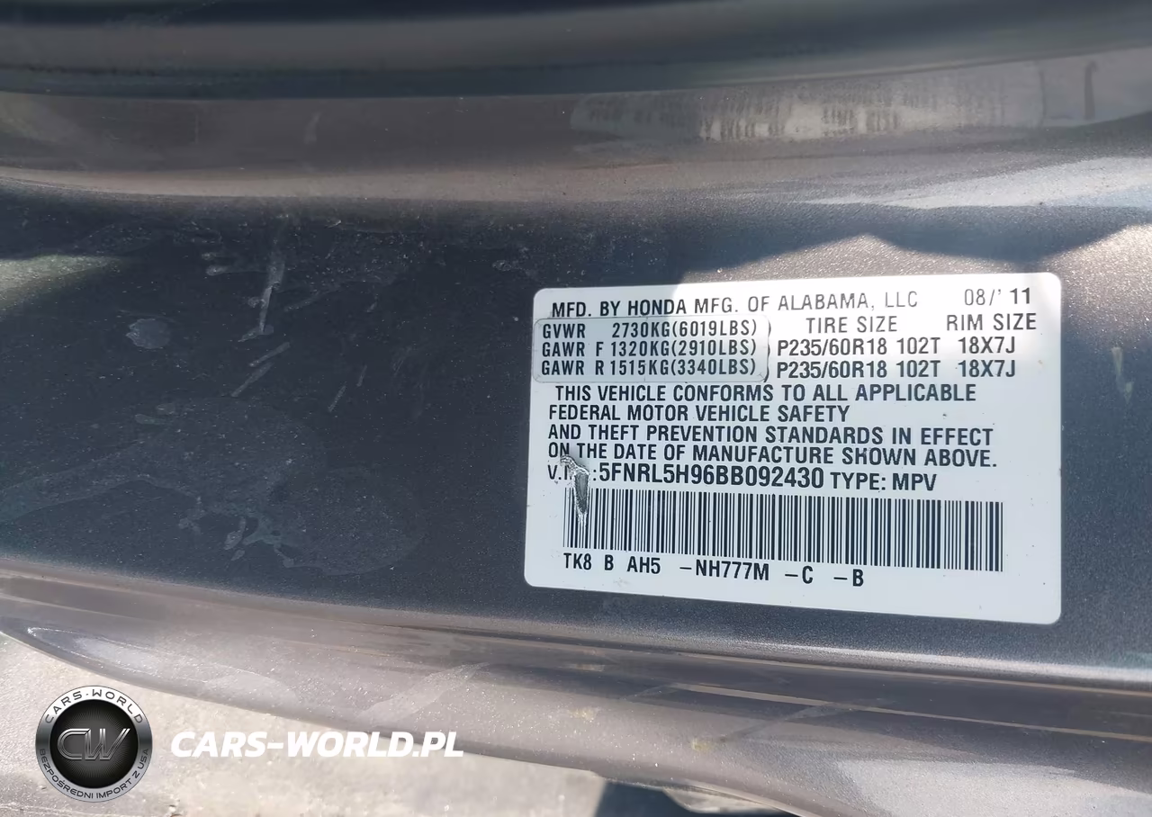 2011 Honda Odyssey Touring-Touring Elite VIN:5FNRL5H96BB092430 - 8