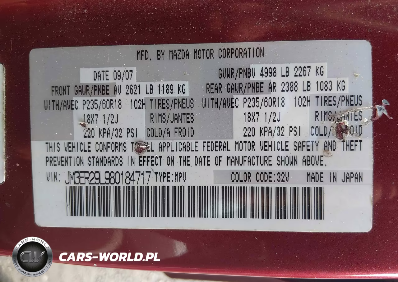 2008 Mazda Cx-7 Grand Touring VIN:JM3ER29L980184717 - 9