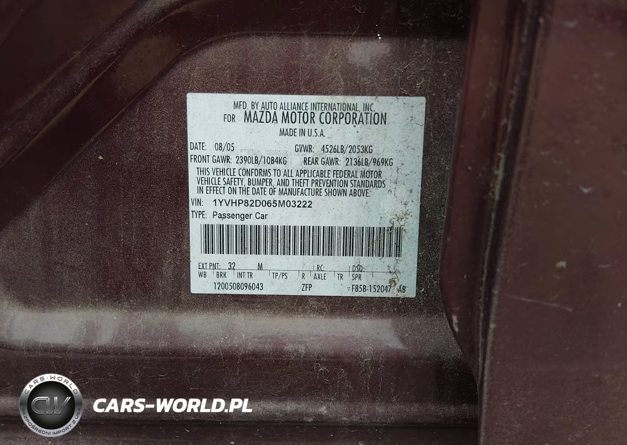 2006 Mazda Mazda6 S VIN:1YVHP82D065M03222 - 9