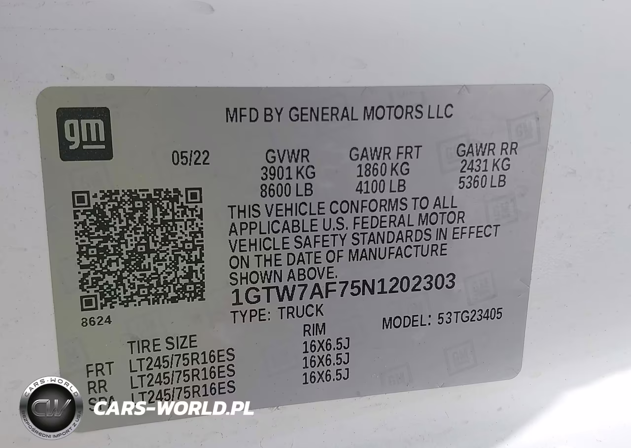 2022 GMC Savana Cargo Rwd 2500 Regular Wheelbase Work Van VIN:1GTW7AF75N1202303 - 9