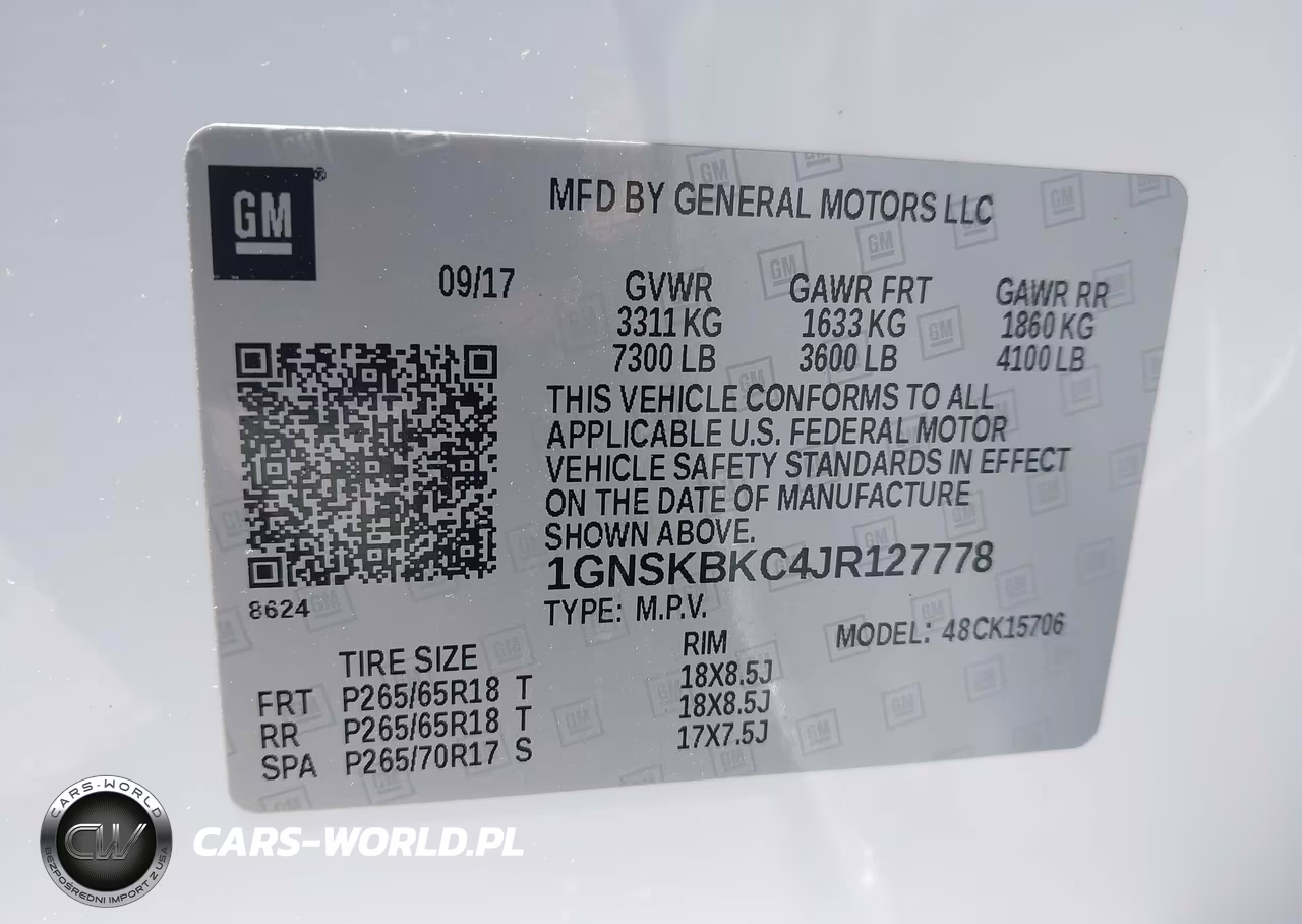 2018 Chevrolet Tahoe Lt VIN:1GNSKBKC4JR127778 - 9