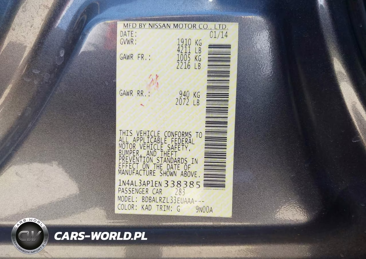 2014 Nissan Altima 2.5-2.5 S-2.5 Sl-2.5 Sv VIN:1N4AL3AP1EN338385 - 9