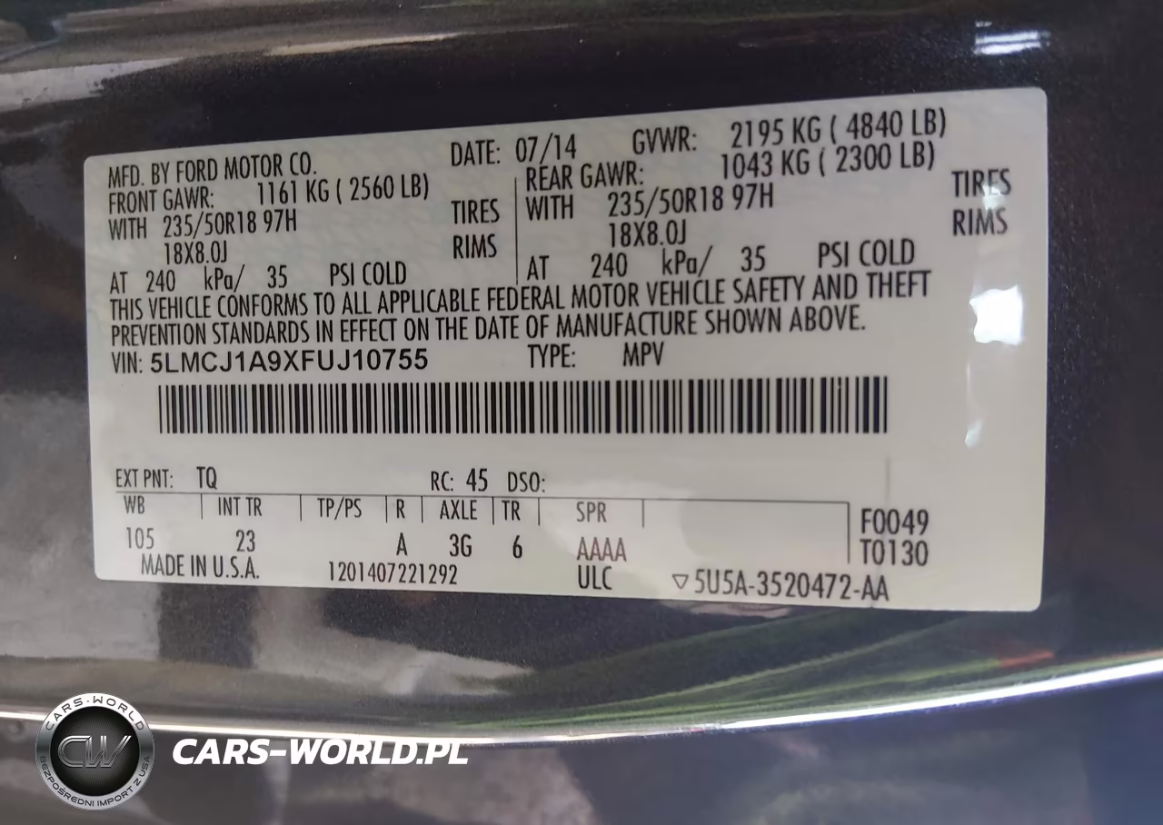 2015 Lincoln Mkc VIN:5LMCJ1A9XFUJ10755 - 9