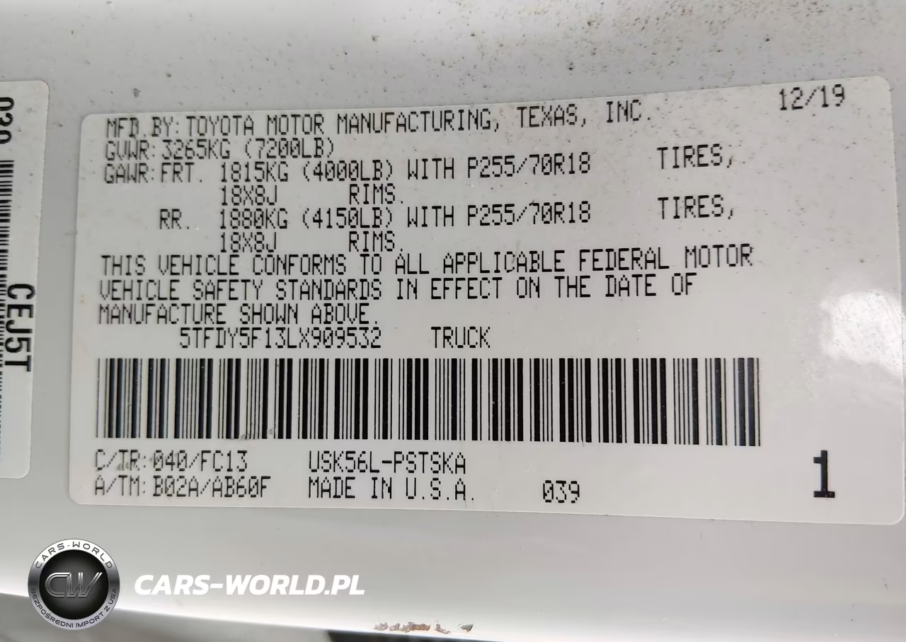 2020 Toyota Tundra Sr5 VIN:5TFDY5F13LX909532 - 9