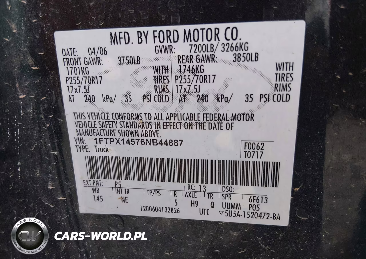 2006 Ford F-150 Fx4-Lariat-Xl-Xlt VIN:1FTPX14576NB44887 - 9