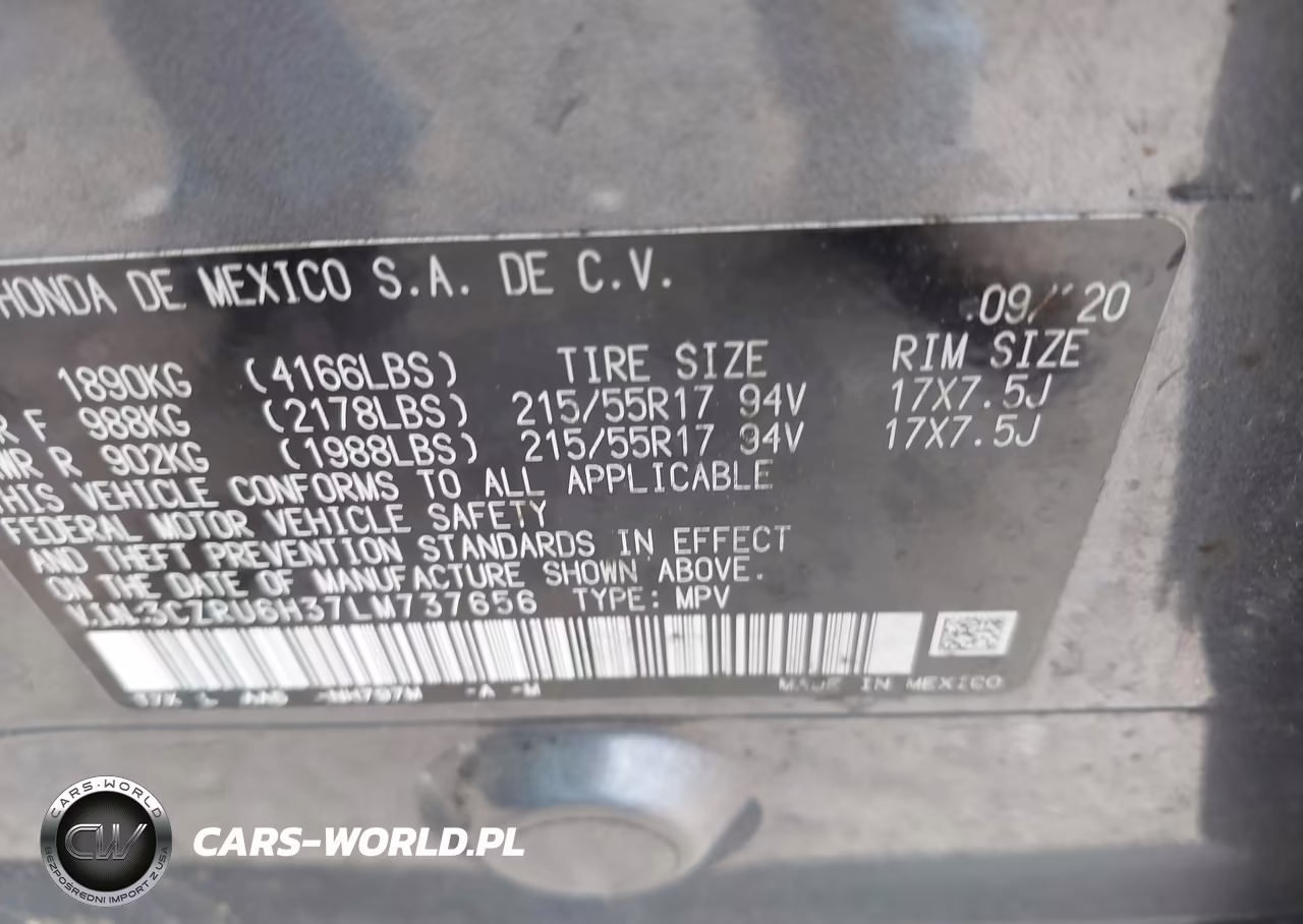 2020 Honda Hr-V Awd Lx VIN:3CZRU6H37LM737656 - 9
