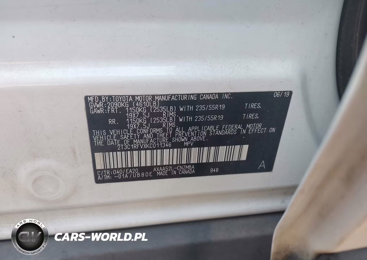 2019 Toyota Rav4 Xle Premium VIN:2T3C1RFVXKC011346 - 9
