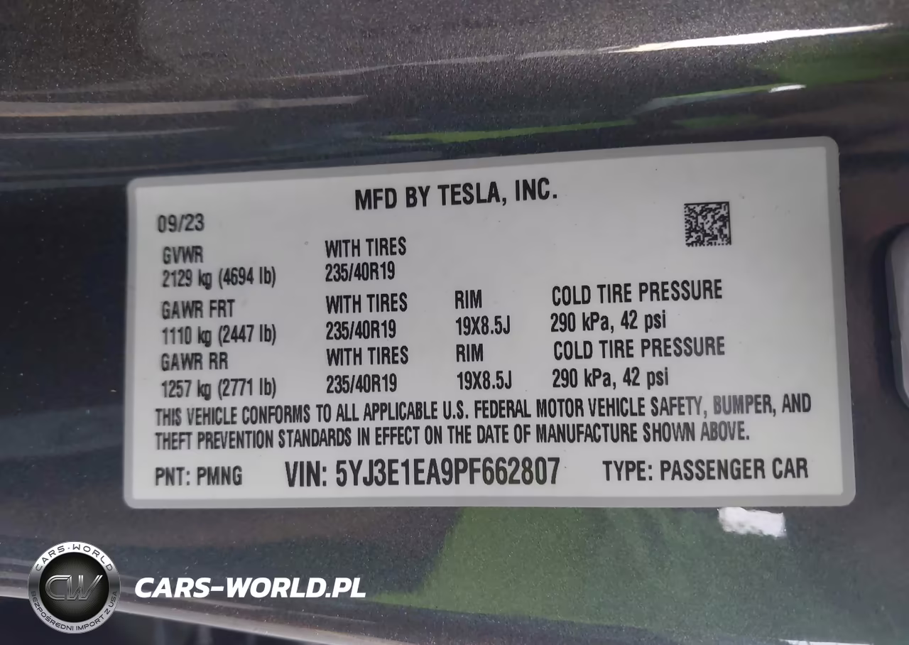 2023 Tesla Model 3 Rear-Wheel Drive VIN:5YJ3E1EA9PF662807 - 9