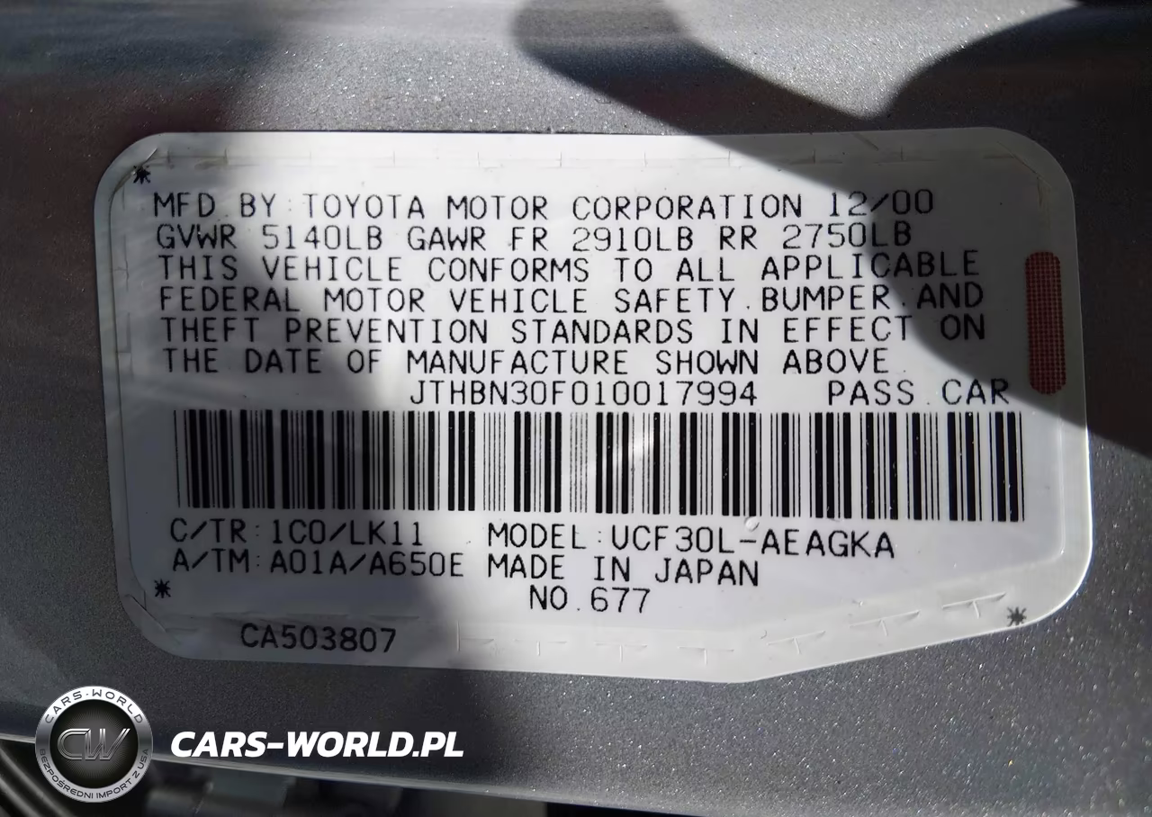 2001 Lexus Ls 430 VIN:JTHBN30F010017994 - 9