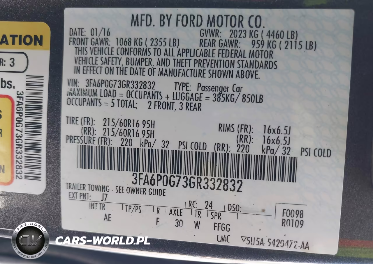 2016 Ford Fusion S VIN:3FA6P0G73GR332832 - 9