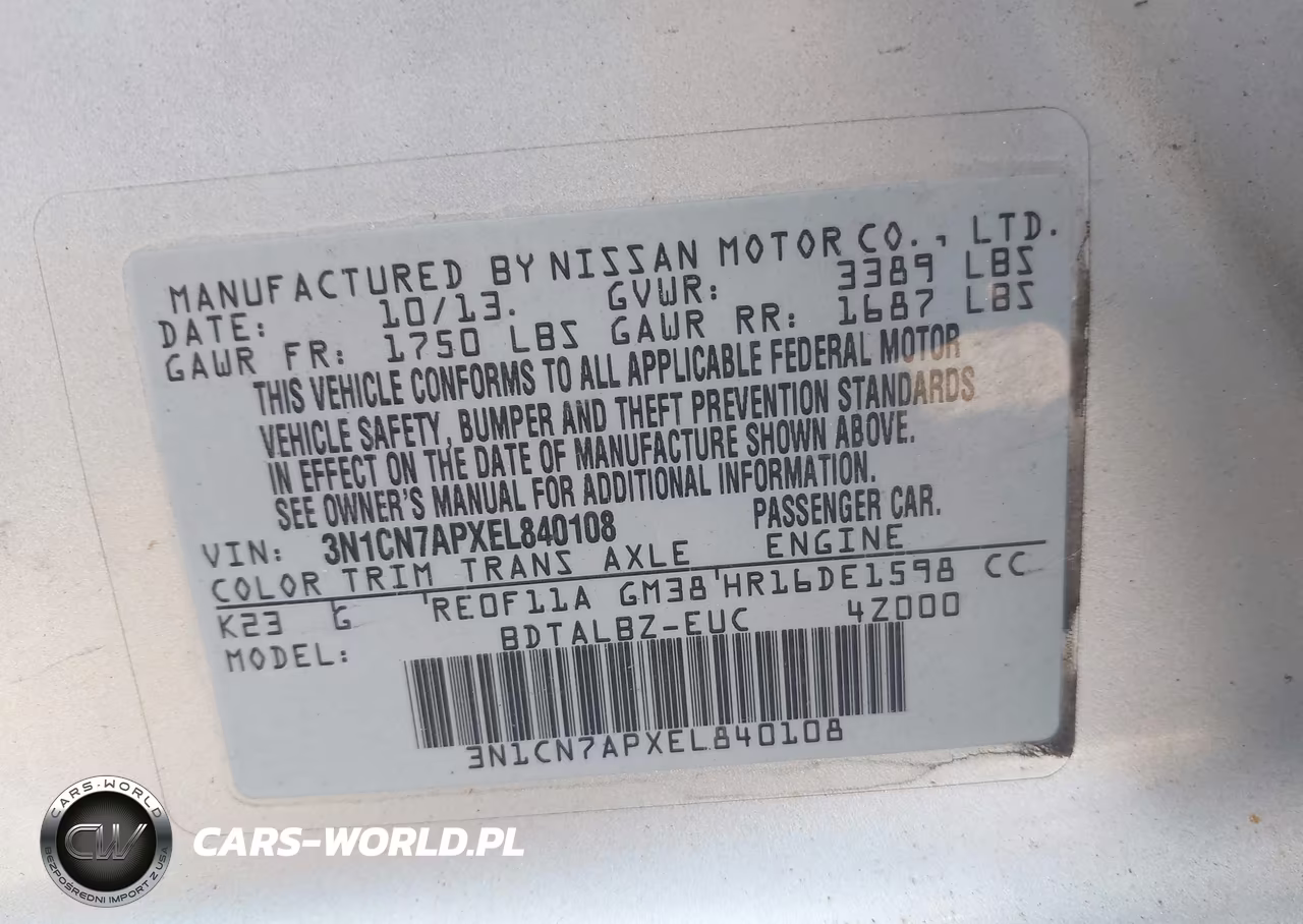 2014 Nissan Versa 1.6 Sv VIN:3N1CN7APXEL840108 - 9