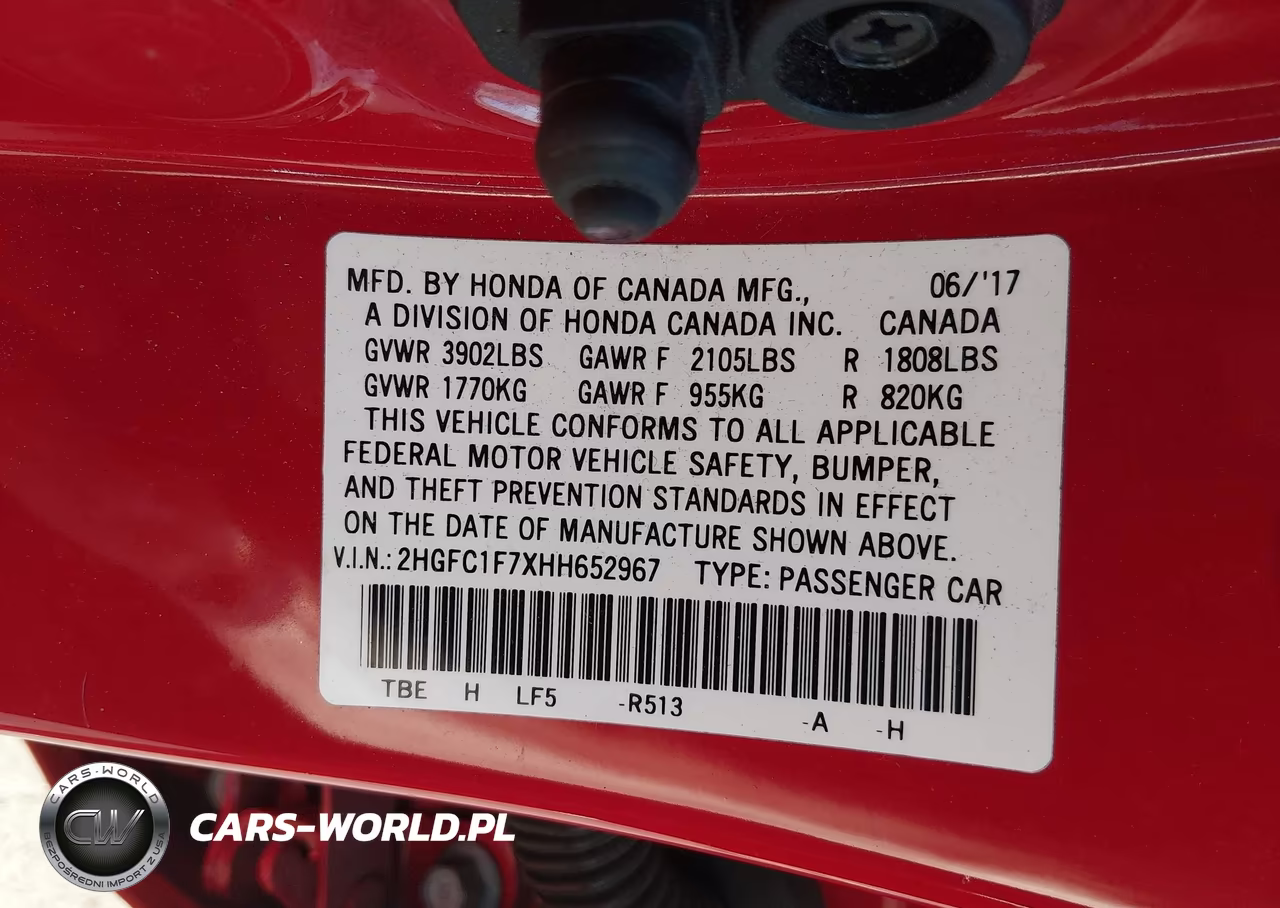 2017 Honda Civic Ex-L VIN:2HGFC1F7XHH652967 - 9