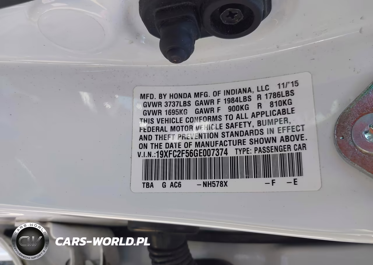 2016 Honda Civic Lx VIN:19XFC2F56GE007374 - 9