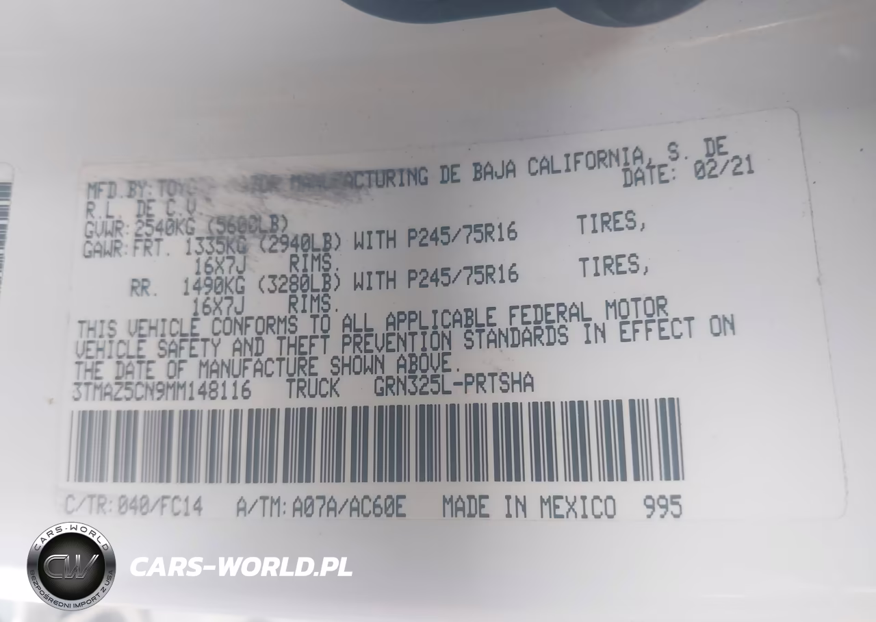 2021 Toyota Tacoma Sr5 V6 VIN:3TMAZ5CN9MM148116 - 9