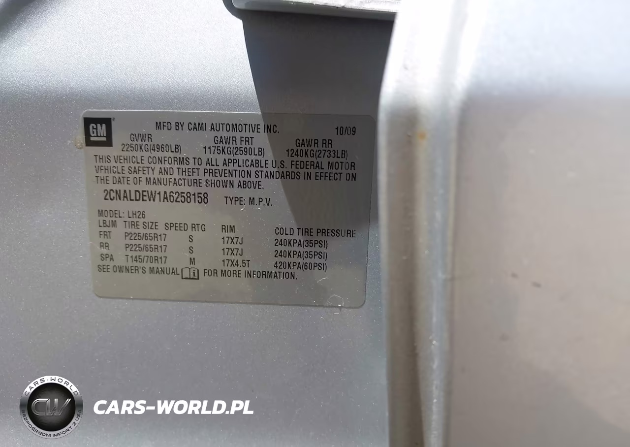 2010 Chevrolet Equinox Lt VIN:2CNALDEW1A6258158 - 9