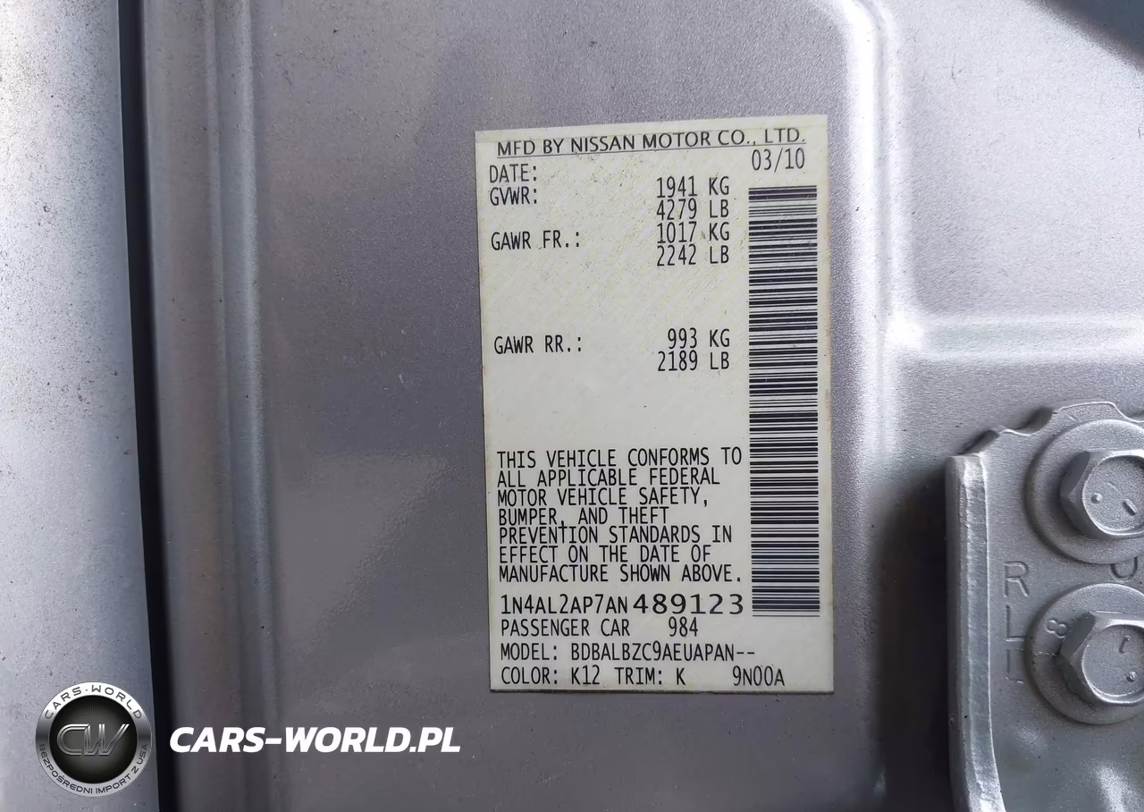 2010 Nissan Altima 2.5 S VIN:1N4AL2AP7AN489123 - 9