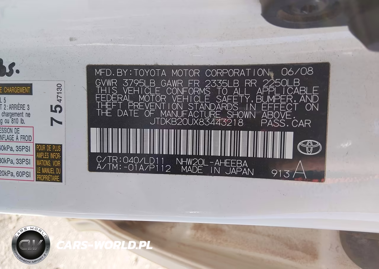 2008 Toyota Prius VIN:JTDKB20UX83443218 - 9
