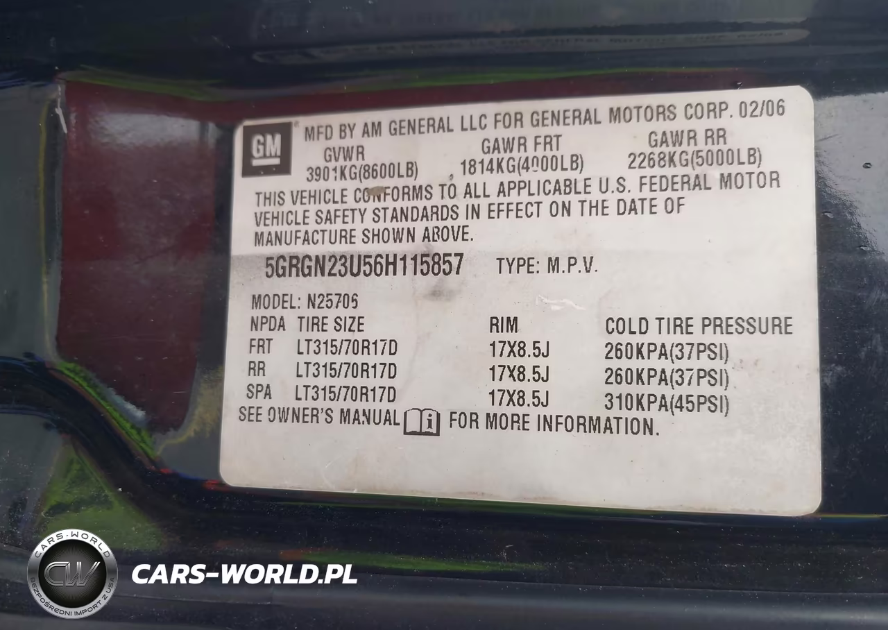 2006 Hummer H2 Suv VIN:5GRGN23U56H115857 - 9