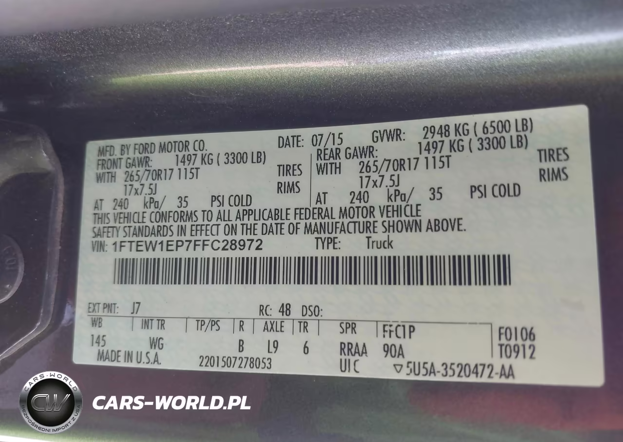 2015 Ford F-150 Xl VIN:1FTEW1EP7FFC28972 - 9