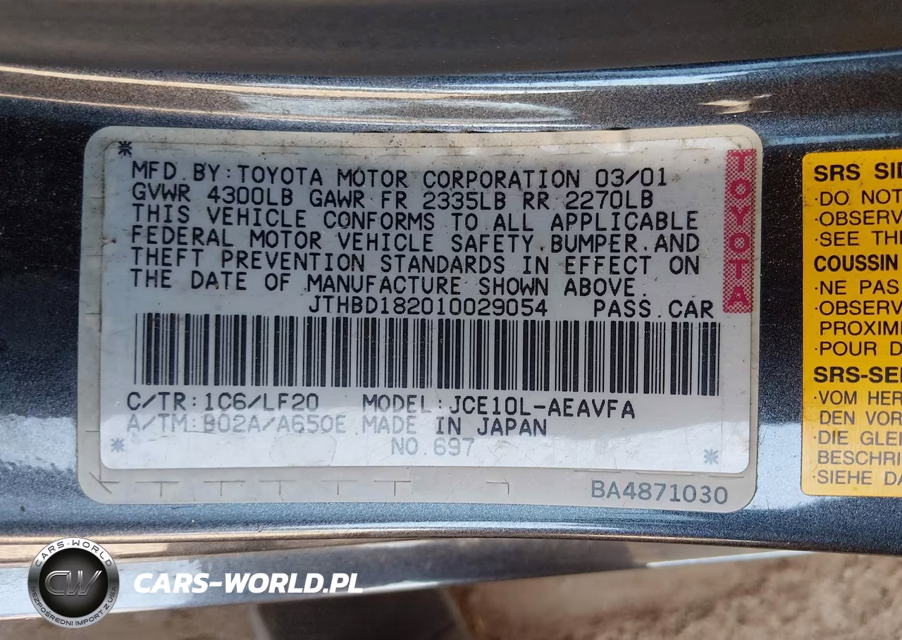 2001 Lexus Is 300 VIN:JTHBD182010029054 - 9