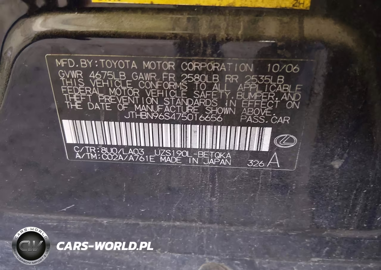 2007 Lexus Gs 430 VIN:JTHBN96S475016656 - 9