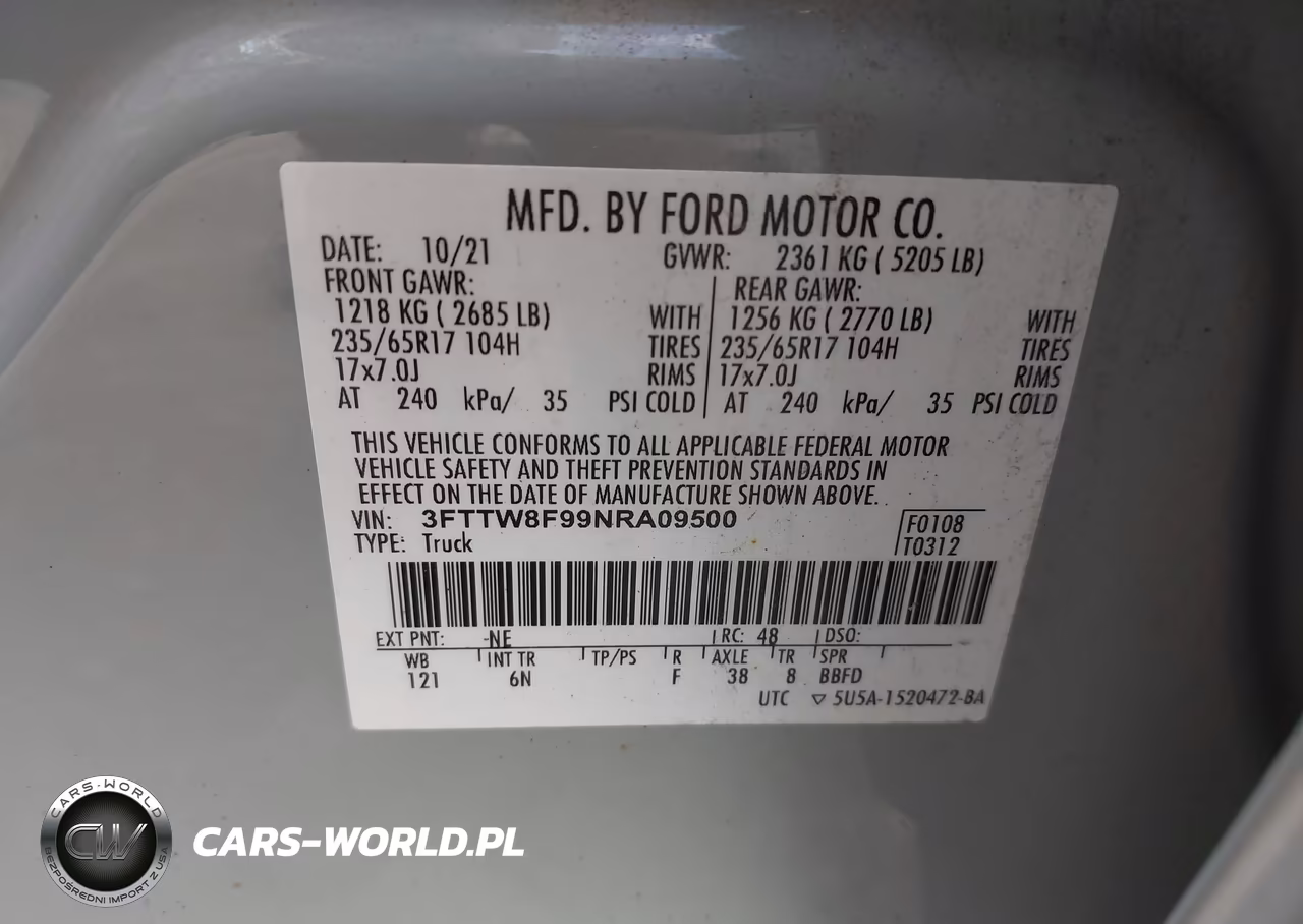 2022 Ford Maverick Lariat VIN:3FTTW8F99NRA09500 - 9