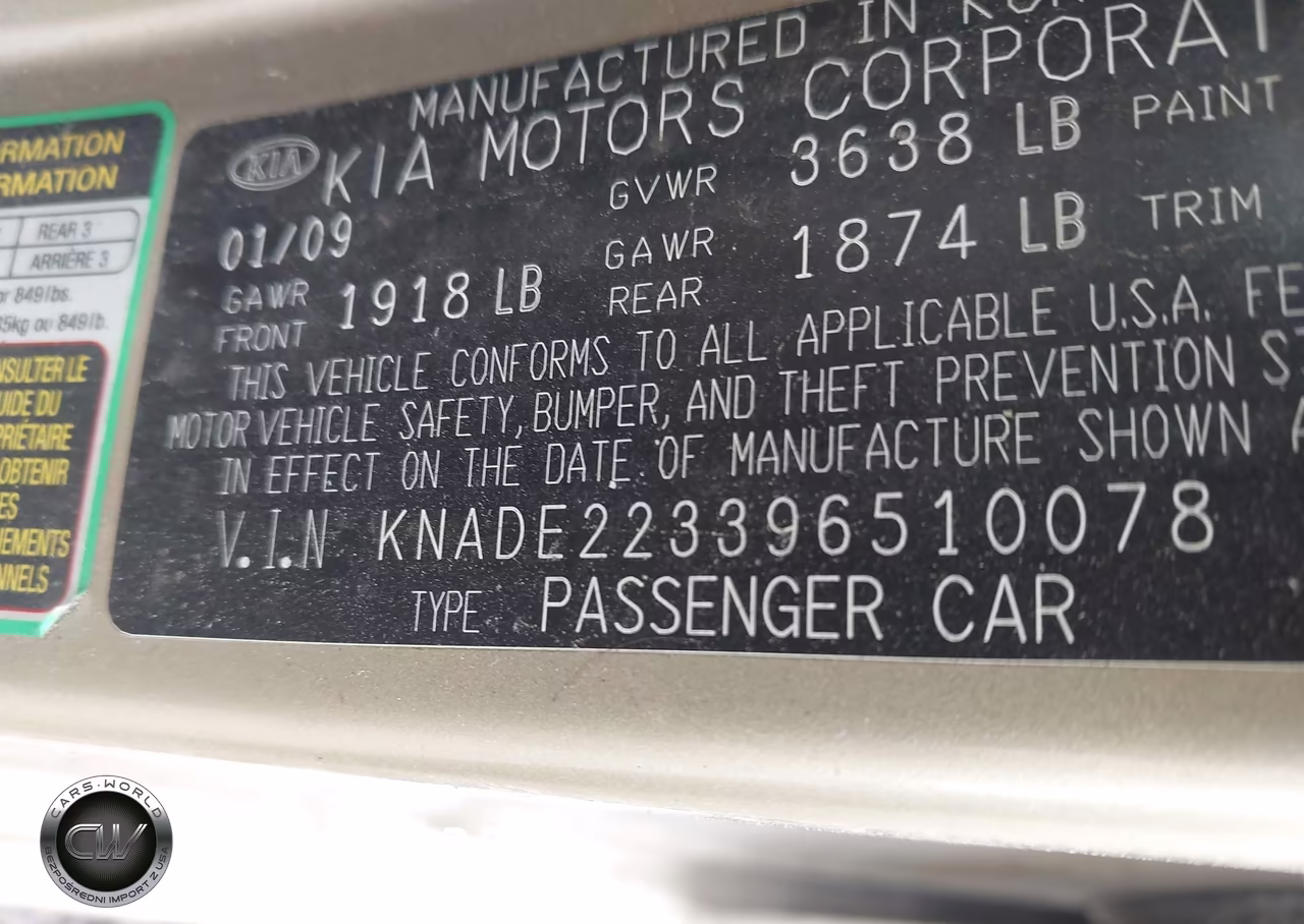 2009 Kia Rio Lx VIN:KNADE223396510078 - 9