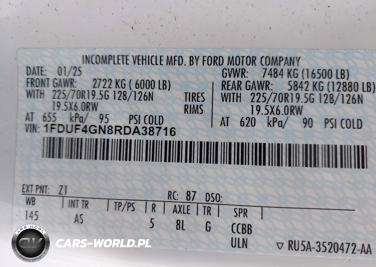 2024 Ford F-450 Chassis Xl VIN:1FDUF4GN8RDA38716 - 8