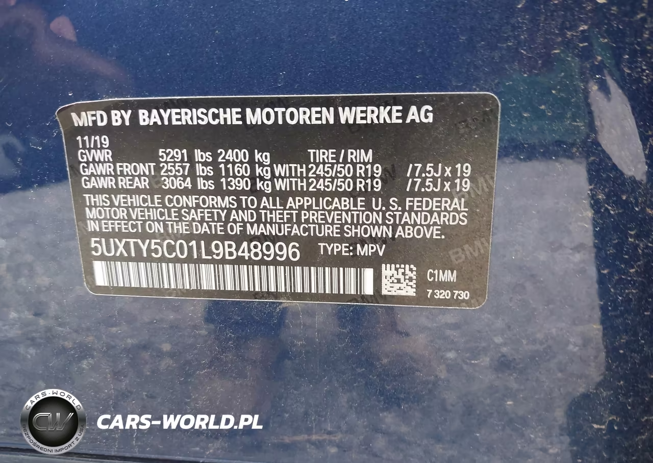 2020 BMW X3 xDrive30I VIN:5UXTY5C01L9B48996 - 9