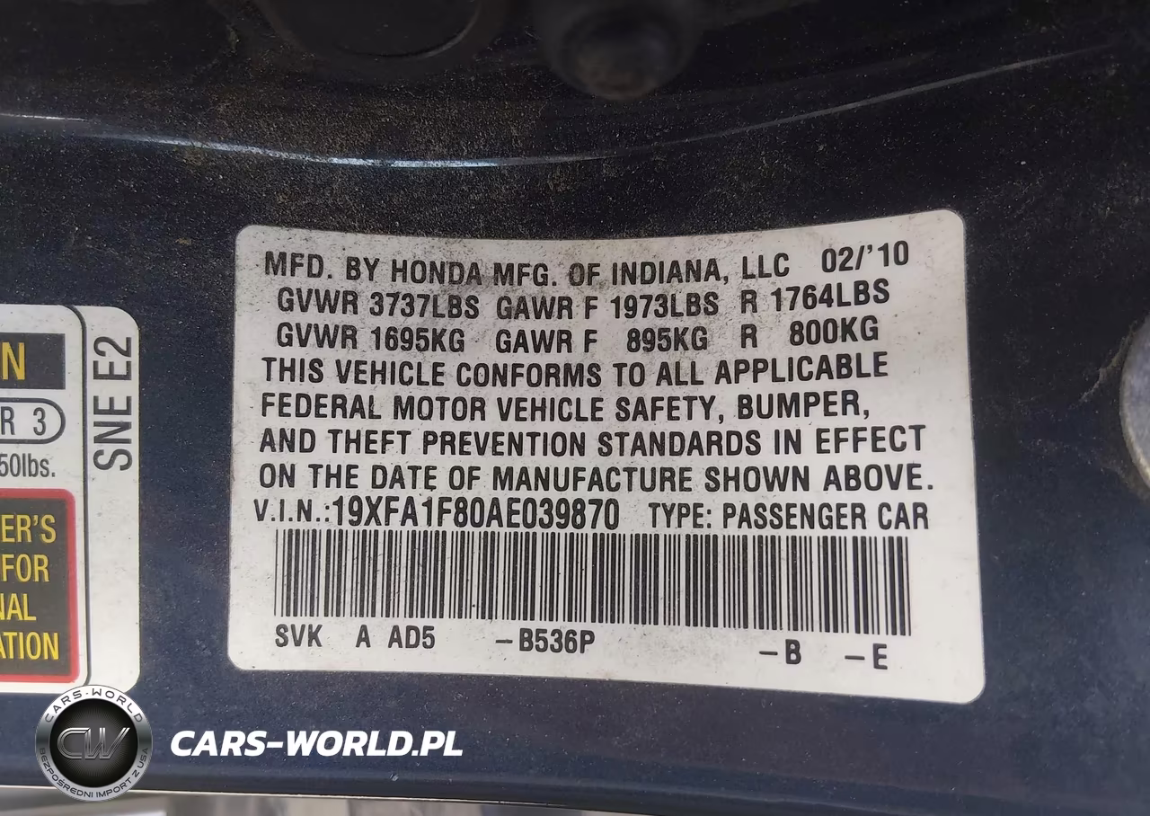 2010 Honda Civic Ex VIN:19XFA1F80AE039870 - 9