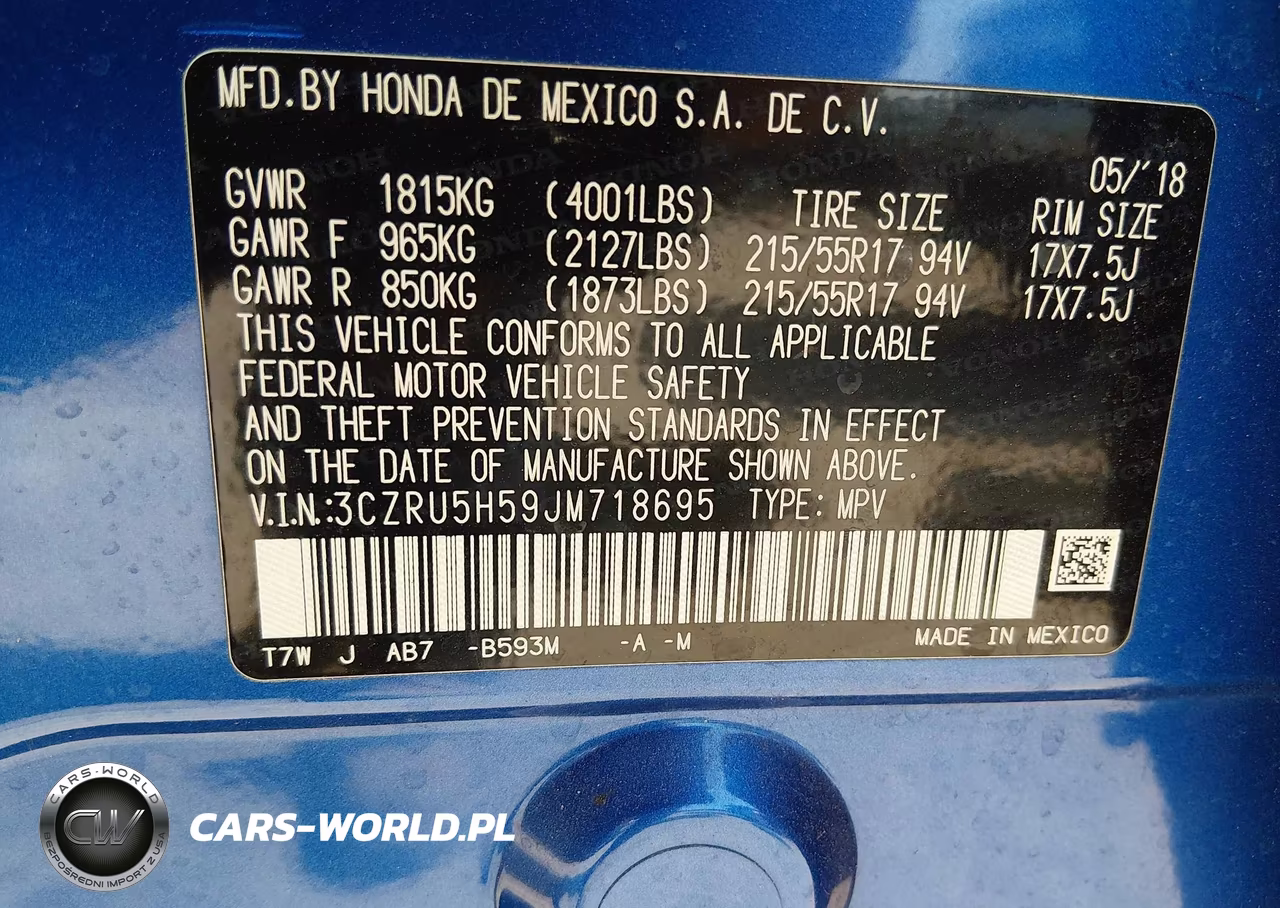 2018 Honda Hr-V Ex VIN:3CZRU5H59JM718695 - 9