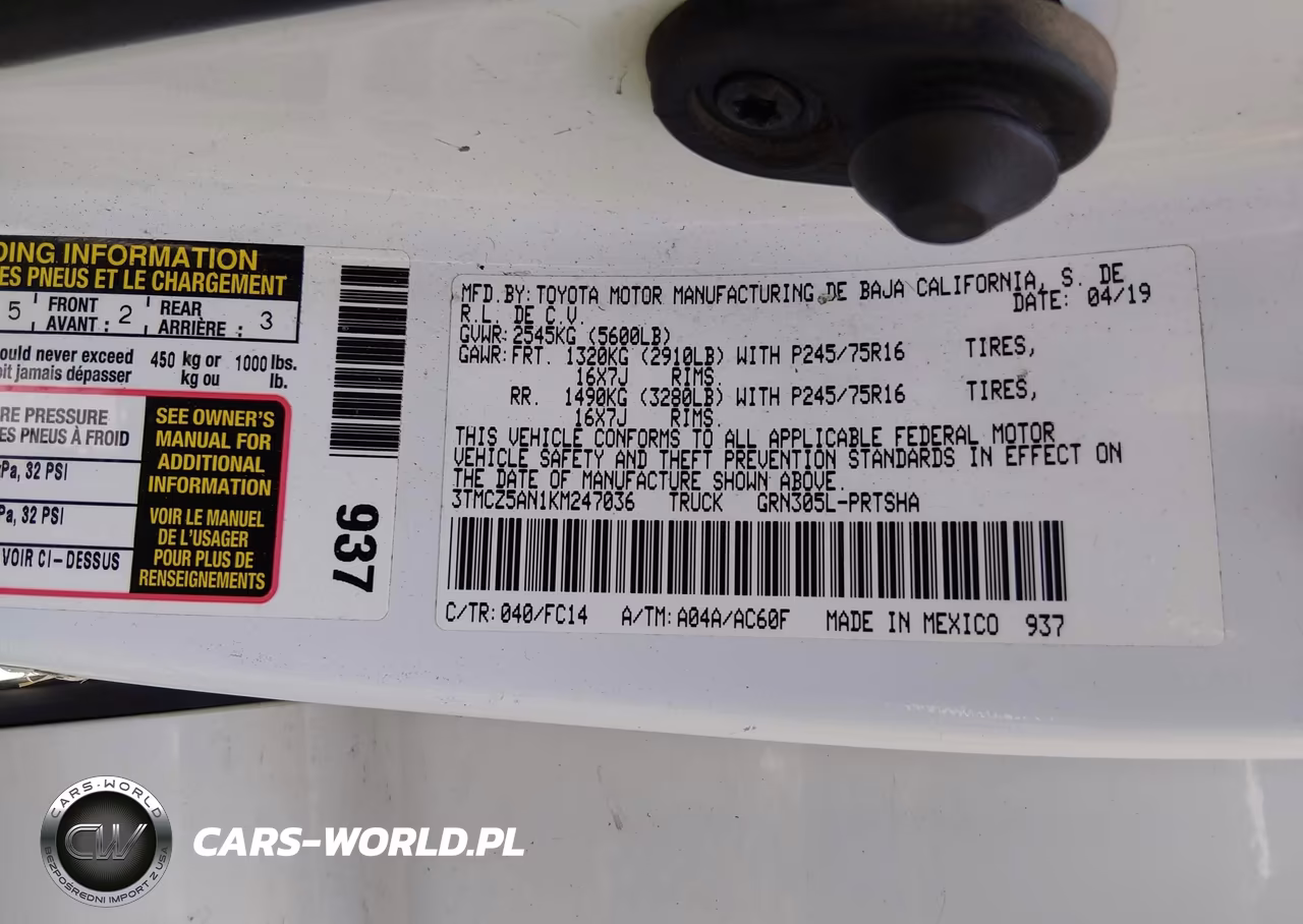 2019 Toyota Tacoma Sr5 V6 VIN:3TMCZ5AN1KM247036 - 9