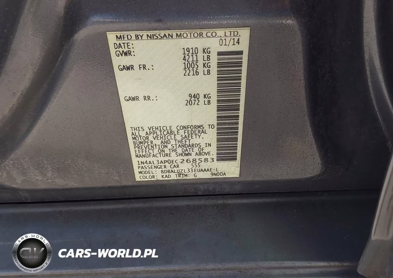 2014 Nissan Altima 2.5 Sv VIN:1N4AL3AP0EC268583 - 9