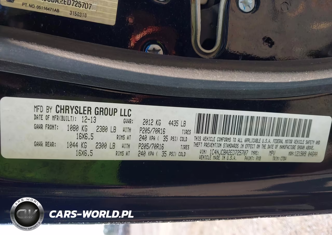 2014 Jeep Compass Sport VIN:1C4NJCBA2ED725707 - 9