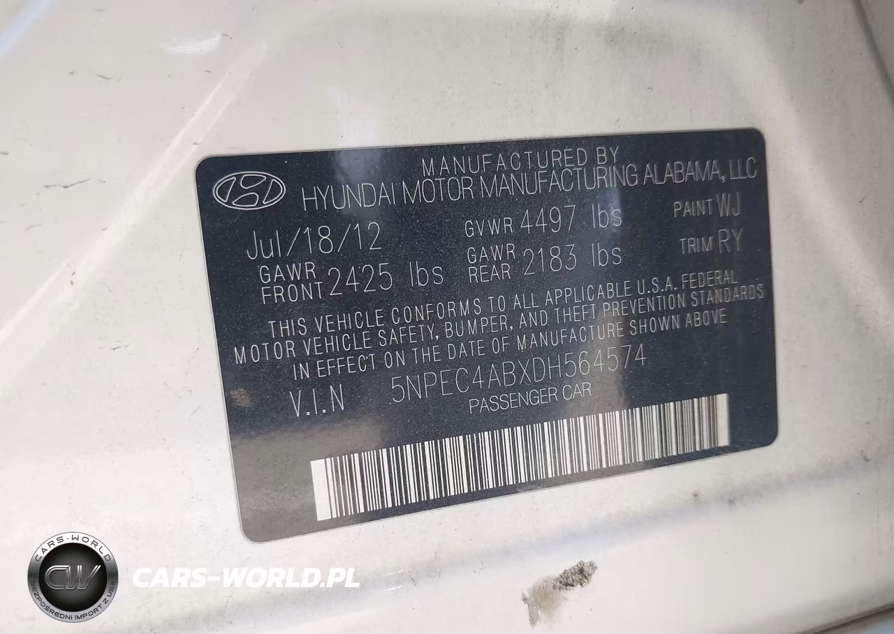2013 Hyundai Sonata Limited 2.0T VIN:5NPEC4ABXDH564574 - 9