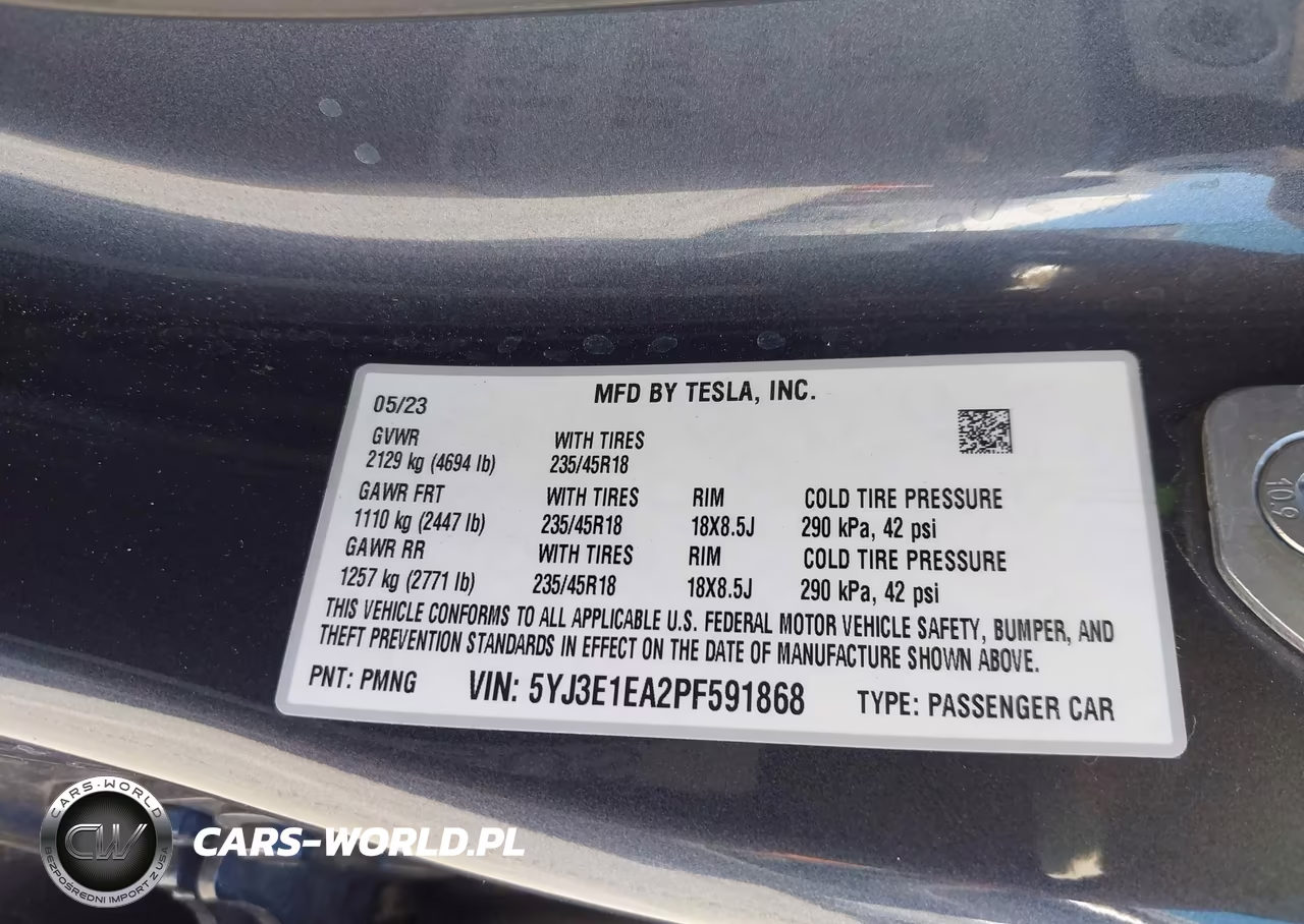 2023 Tesla Model 3 Rear-Wheel Drive VIN:5YJ3E1EA2PF591868 - 9