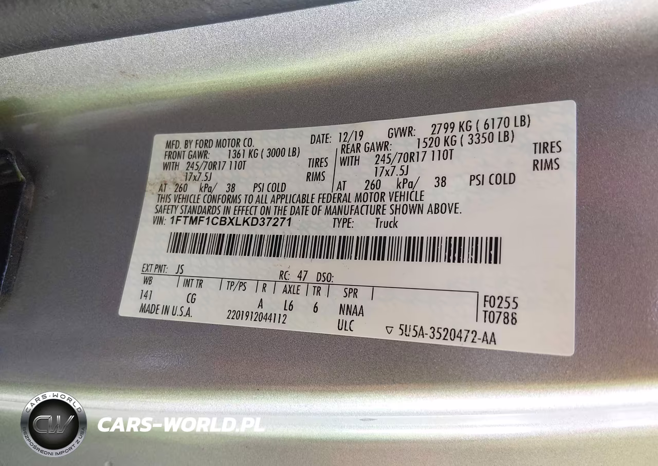 2020 Ford F-150 Xl VIN:1FTMF1CBXLKD37271 - 9